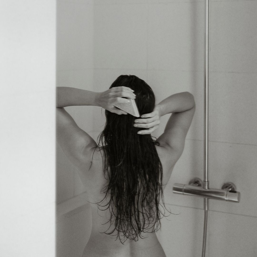 Aislinn Derbez showering with AMAI conditioner bar