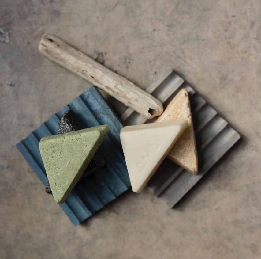 Cosmetic bar in natural organic soap dish made in Mexico